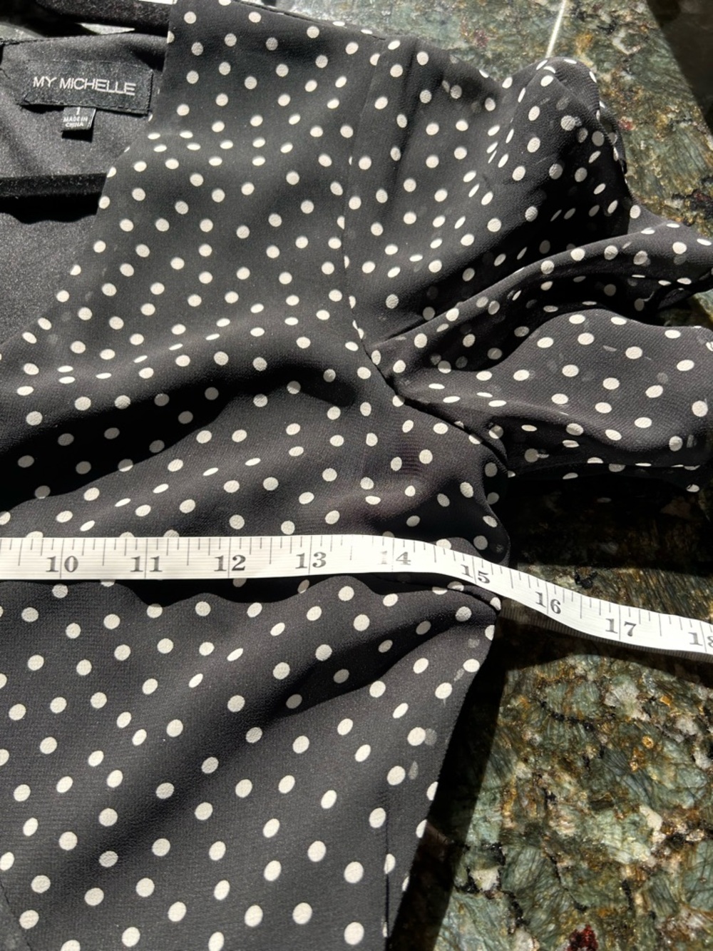 My Michelle Polka Dot Faux Wrap Skater Dress. Flutter Sleeve. Feminine. Retro. - Picture 7 of 12